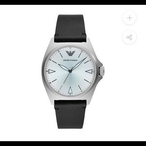 EMPORIO ARMANI NICOLA BLACK LEATHER WATCH